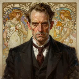 hyperdetailed portrait of evil howard phillips lovecraft. digital painting, sharp foccus ilustration, artstation hq. intricate, elegant. wlop, greg rutkowski, alphonse mucha,. dan mumford. incredible background by repin. full height. decollage. assemblange. cgsociety. impressionism