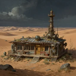 a beautiful very detailed illustration of urbex nature building control room by ivan aivazovsky, desert universe cgsociety at night tundra dramatic lighting steampunk fantasy magic realism reclaimed by nature landscape nature apocalyptic futuristic, archdaily, wallpaper, highly detailed, trending on artstation.