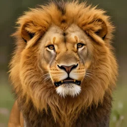 cute smiling lion. highly detailed digital painting by greg rutkowski. sharp focus, 8 k.
