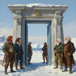 A beautiful painting of a portal in Antarctica by Benoit B. Mandelbrot, Steven Belledin, Martin Johnson Heade, Lee Madgwick, Caspar David Friedrich, and David Rios Ferreira, 8k resolution deviantart trending on Artstation concept art digital illustration
