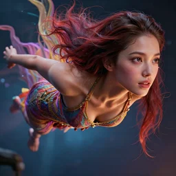 the most amazing dream you ever had about a beautiful woman hovering, closeup, hyper realistic, ambient lighting, concept art, intricate, hyper detailed, smooth, peter mohrbacher, craig mullins, beeple, vlop, vibrant, high contrast, volumetric lighting, octane