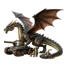 illustration, real dragon with steam punk tanks and pipes on its side, white background, Charles Dana Gibson, Olivia Kemp, julia Hill