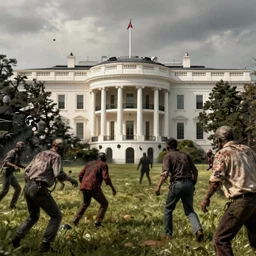 zombies attacking the White House, hyperdetailed, artstation, cgsociety, by greg rutkowski, by Gustave Dore