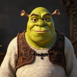 hyper realistic portrait of shrek, cinematic, artstation