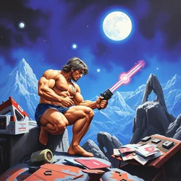 1 9 7 9 retro box art nes. commodore 6 4. akuma. contra. artgerm. coherent. keith parkinson. oil on canvas