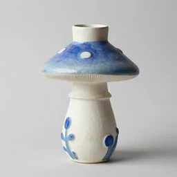 vase in the shape of a mushroom with blue accents designed by leonid afremov