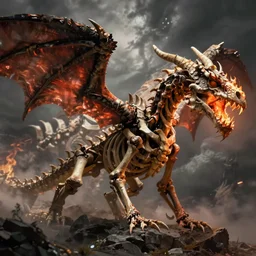 Fire-breathing skeleton dragon bay greg rutkowski
