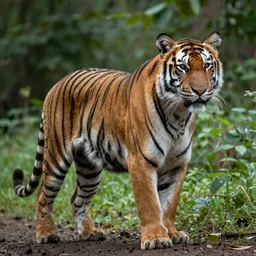 Photo of a tiger with a forest in background