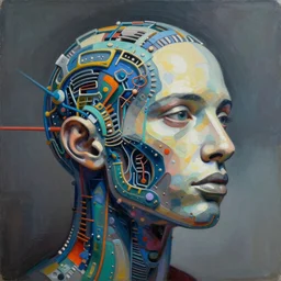 a abstract painting of artificial intelligence, digital art, extremely highly detailed, unreal engine 5, octane render, artgern, trending on artstation, by John Coltrane and Marc Simonetti, Manic, inspired by Greg rutkowski