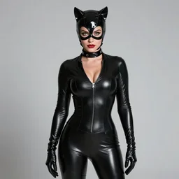 Ron Burgundy as cat woman, skin tight outfit