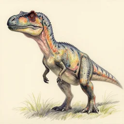 portrait of dilophosaurus, pencil drawing, pastel