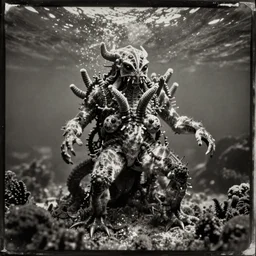 tintype photo, underwater, mutant