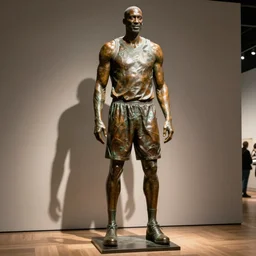 Statue en bronze de plein-pied of Shaquille O'Neale, museum photography,