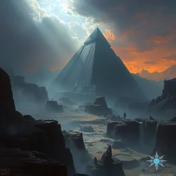 mystical landscape, ancient civilization, digital painting, cgsociety, concept art, sharp focus, illustration, highly detailed, mysterious pyramid, artstation, cinematic lighting, art by greg rutkowski