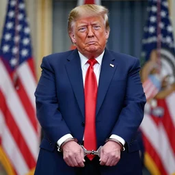 Donald Trump in handcuffs, photo, detailed, 4k