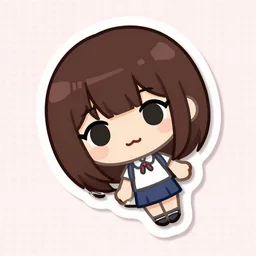 motoko kusanagi. chibi!!! tilted vector sticker!!!!!! illustration. adobe illustrator. svg. scalable vector graphic. dropshadow!!!! die cut sticker. by cartoon network | toonami. pokadot bg.