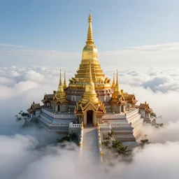 Temple in the sky over the clouds, digital art, 4K