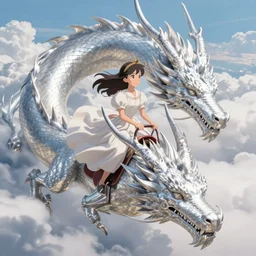 beautiful scene render that a princess ride on a huge silver white dragon back, finely detailed angelic face delicate features directed gaze, in the fairyland surrounded by white clouds, style of makoto shinkai and peter mohrbacher, studio ghibli. artgerm, karol bak, beeple, animation style, 8 k hd, ultra wide angle, hyper detailed