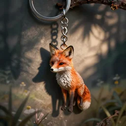 little figure of a fox hanging at a keychain