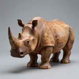 a wooden statue of rhino