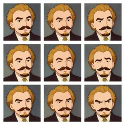 a 2 x 3 grid of a sequence of animation cells featuring lenin smiling then frowning.