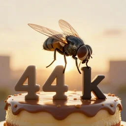 a huge fly is sitting on a cake, 4 k, ultra details, cinematic, epic style, beautiful photo, hyper realistic, octane render, unreal engine, award winning, on artstation, volumetric lightning, masterpiece, golden hour,