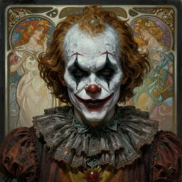 portrait painting of somber gothic clown nightmare man, by artgerm, greg rutkowski, alphonse mucha, ultra realistic, concept art, intricate details, melancholic, highly detailed, photorealistic, octane render, 8 k, unreal engine