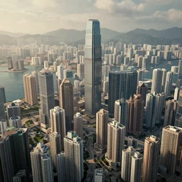 megacity, hive city, kowloon walled city, futuristic, dystopia, matte painting, in style of Fenghua Zhong
