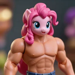 pinky pie my little pony, neca!!! pretty! beautiful! mike tyson muscular very detailed realistic action figure by neca face close up mid body in the style of neca, character by neca, film still, bokehs