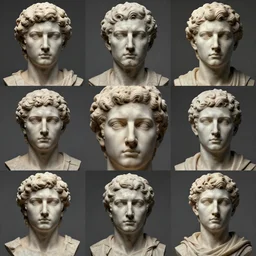 collage of various statues, highly detailed, photorealistic, face symmetry, digital art by wlop, artgerm, artstation, 8 k