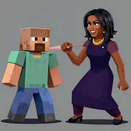 michelle obama punching herobrine, digital art, trending on artstation