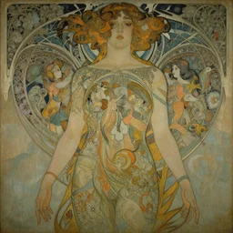 breathtaking detailed girl body concept art painting art deco pattern of birds goddesses amalmation flowers, by hsiao - ron cheng, bizarre compositions, exquisite detail, extremely moody lighting, 8 k, art nouveau, old chines painting