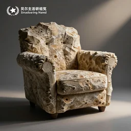 an armchair inspired and in the shape of fossil