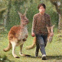 pete davidson walking a kangaroo in the style of michael cheval, 4 k, hyper detailed, trending on artstation, photorealistic, volumetric lighting, octane render,