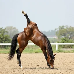 horse handstand real photo