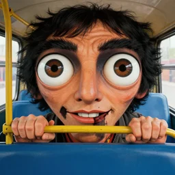 cheech & chong in a bus by eddie mendoza masterpiece detailed symmetrical perfect eyes coherent