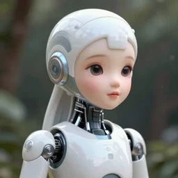 partially human , partially biomedical design of an attractive serene cute android,  natural background out of focus,   cinematic lighting, intricate, elegant, super highly detailed, art station, concept art, smooth, sharp focus, no blur, no dof, extreme illustration,  Photorealism, HD quality, 8k resolution, cinema 4d, 3D, beautiful, delicate, art by artgerm and greg rutkowski and alphonse mucha and loish and WLOP