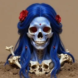 stunning deep blue and red goddess of skull portrait, skull, bones, dirt, fantasy, intricate, elegant, highly detailed, sketch, how to draw, digital ink, artstation, concept art, smooth, sharp focus, illustration, art by afshar petros and krenz cushart and artem demura and tony sandoval
