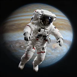 a dead astronaut floating outside of Jupiter, dramatic cinematic octane render 4k