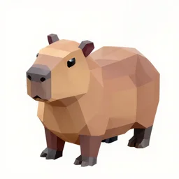 low polygon render of a capybara on a white background, isometric 3 d, ultra hd