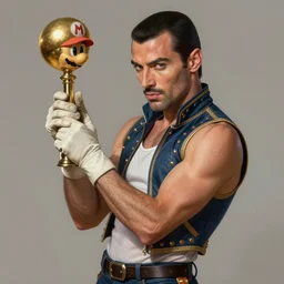 portrait of freddie mercury playing waluigi, fantasy, intricate, elegant, highly detailed, digital painting, artstation, concept art, matte, sharp focus, illustration, art by aenaluck and roberto ferri and greg rutkowski, digital painting