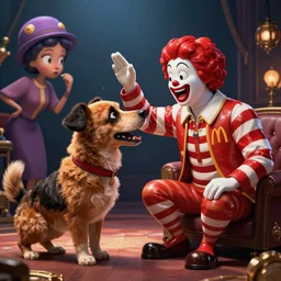 Courage the cowardly dog growling at Ronald McDonald while Carl wheezer is mesmerized by Jimmy neutrons Mom