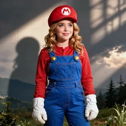 Christina Hendricks with super Mario clothes, digital art,