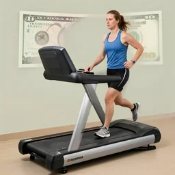treadmill, economics, satire art