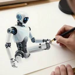 a robot drawing pictures of humans