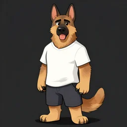 furaffinity expressive stylized master furry artist digital line art painting portrait character study of the anthro male anthropomorphic german shepard fursona animal person wearing clothes tshirt and shorts
