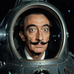 the full body portrait of ( ( ( ( ( salvador dali ) ) ) ) ) as emperor of universe in the space ship, proportional face | still frame from the movie by alejandro jodorowsky with cinematogrophy of christopher doyle and art direction by hans giger, anamorphic lens, 8 k, low key light, 3 5 mm film