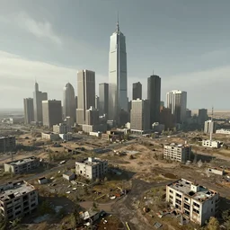 a humongous city abandoned on a tundra biome, humongous view, rtx, smooth, cinematic