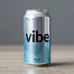 a never before seen soda can for a drink named vibe