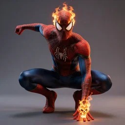 spider - man as ghost rider, flaming skull, cgi style